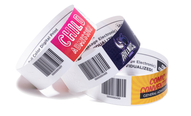 Customized galaxy adhesive paper wristbands with barcode